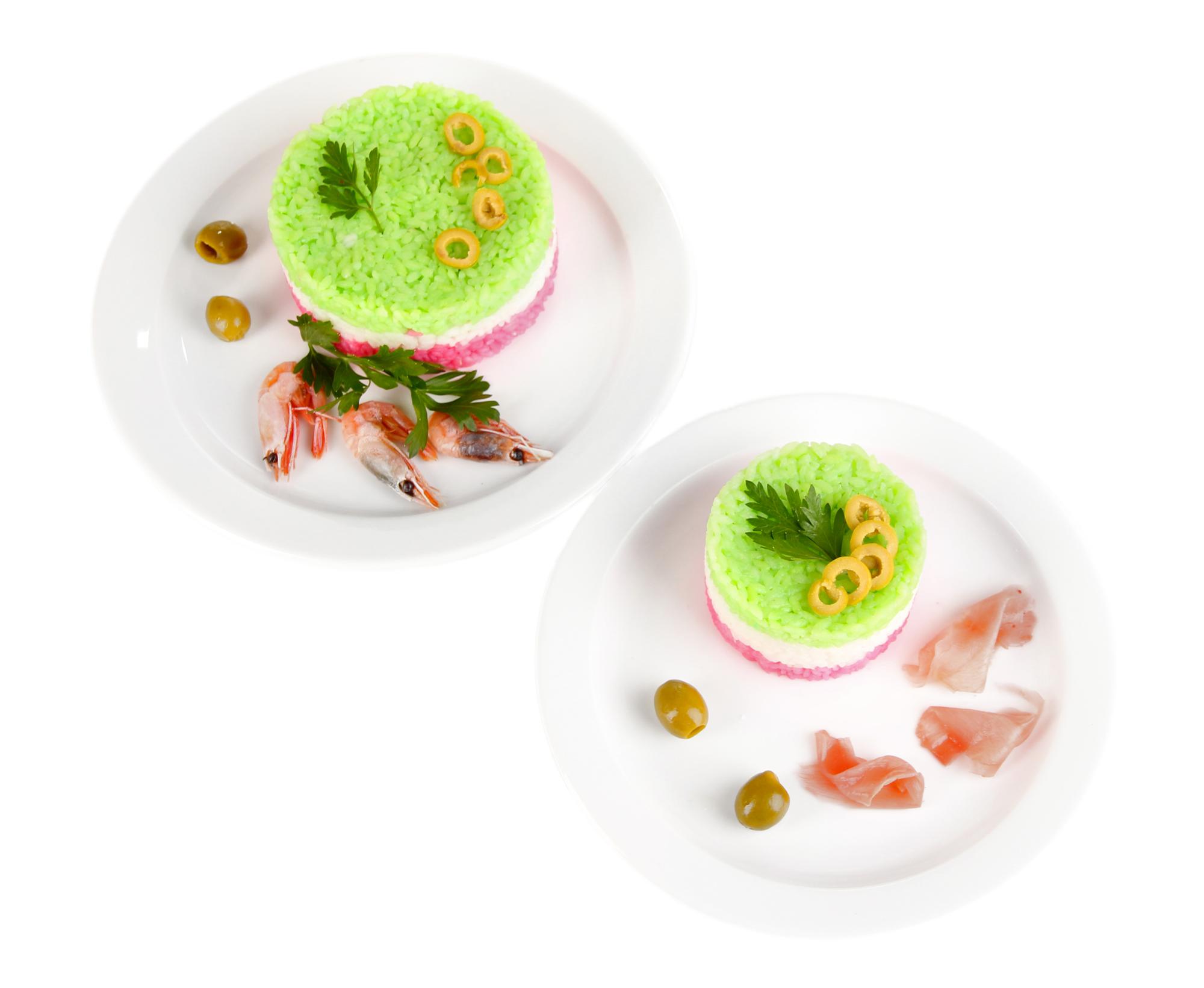 Styled plated entree with colorful garnish